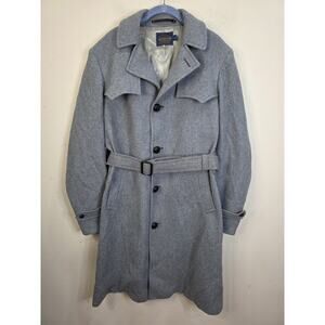 VINTAGE MENS 100% WOOL PENDLETON DRESS OVERCOAT GRAY SIZE MEDIUM 38 BELTED